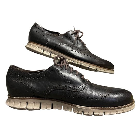 Cole Haan Zerogrand.os Dark Brown Full Brogue Wingtip Oxford Shoes Mens Size 12M
